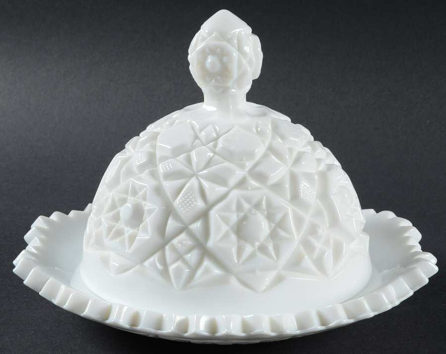 Winburn Milkglass Round Covered Butter by Fostoria-1
