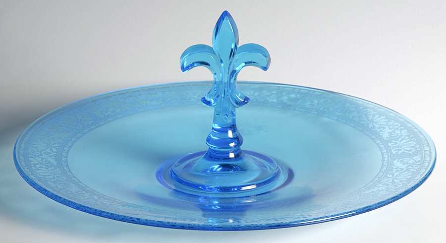 Royal Blue Center Handle Tray by Fostoria-1