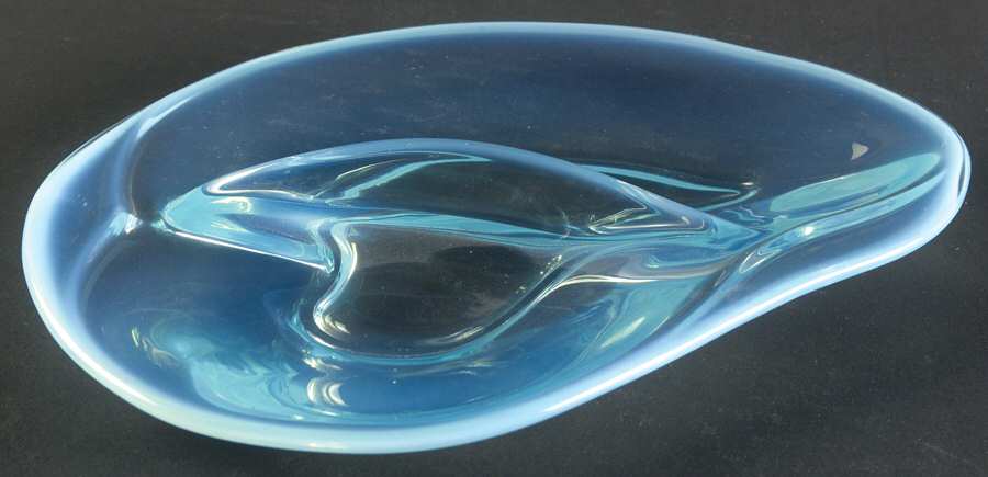 Seascape Blue 9" Crescent Shape 2 Part Relish by Fostoria-1
