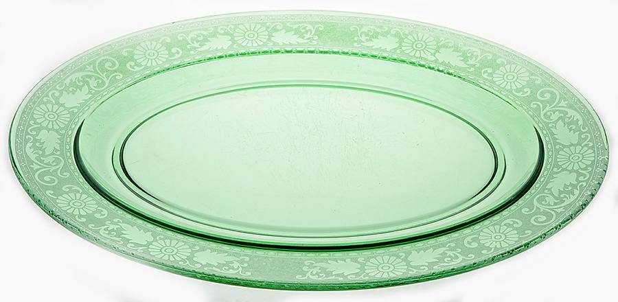 Seville Green 15" Oval Platter by Fostoria-1