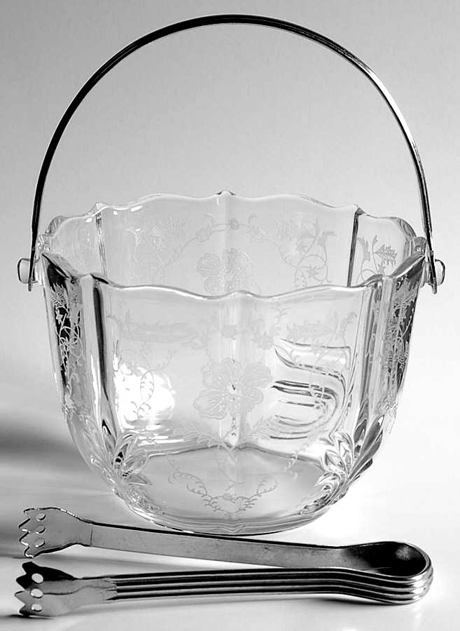 Shirley Ice Bucket with Handle & Tongs (Baroque Shape) by Fostoria-1