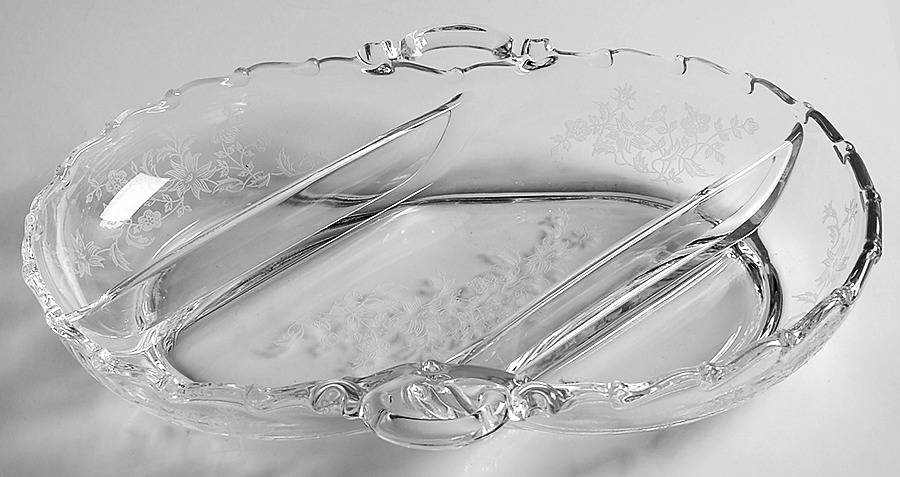 Starflower 11" Oval 3 Part Relish by Fostoria-1