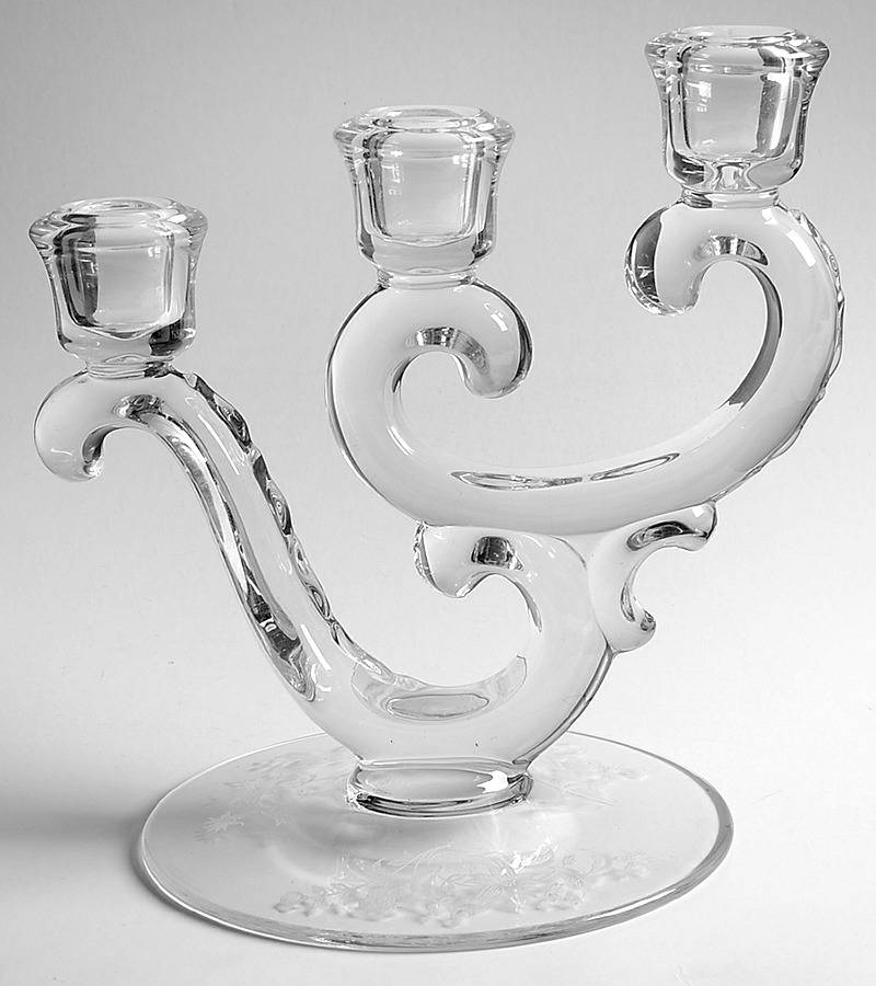 Starflower 3 Light Candlestick by Fostoria-1