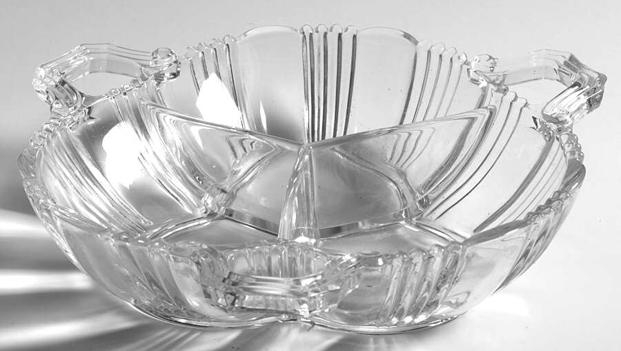 Sunray Clear 7" 3 Part Tricorne Relish by Fostoria-1