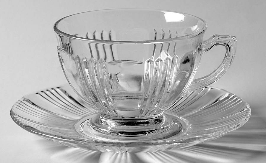 Sunray Clear Cup & Saucer Set by Fostoria-1