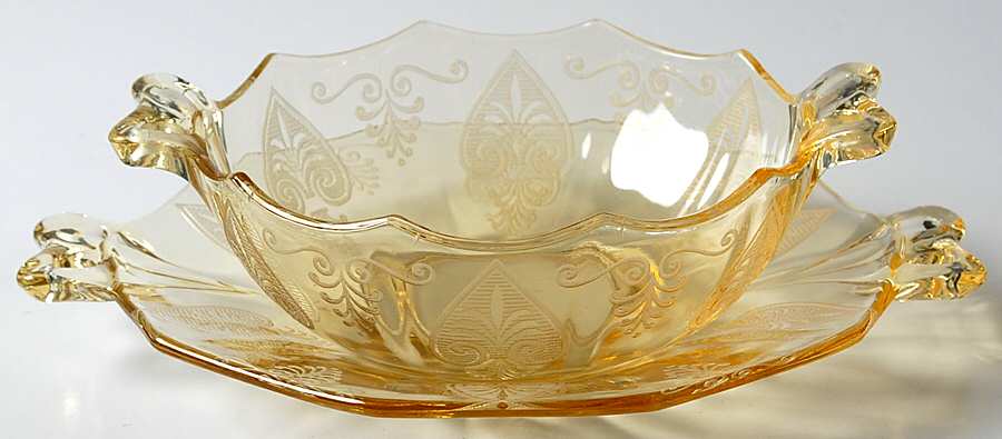 Trojan Topaz Mayonnaise Bowl and Underplate by Fostoria-1