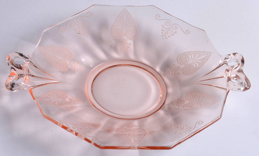 Trojan Pink (Rose) Lemon Plate with Bow Handle by Fostoria-1