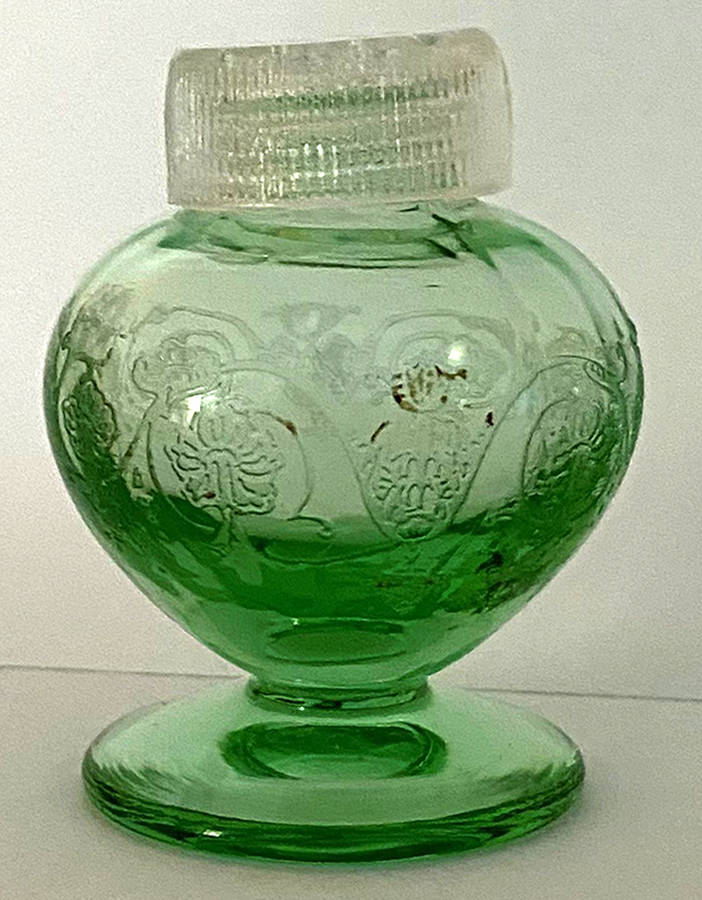 Vernon Green Footed Shaker & Glass Lid by Fostoria-1