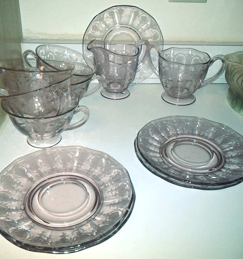 Vernon Lavender (Orchid) Footed Cup & Saucer Set by Fostoria-1