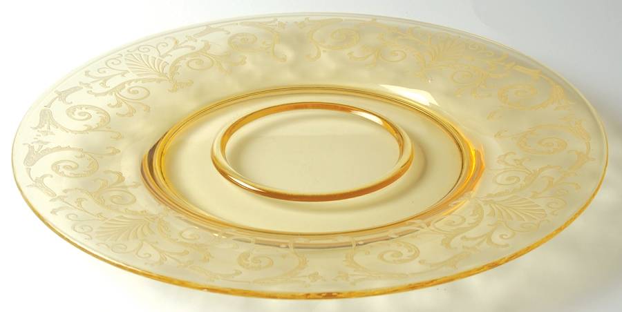 Versailles Topaz (No Trim) Cheese & Cracker Plate No Stand by Fostoria-1
