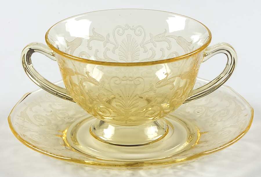 Versailles Topaz (No Trim) Bouillon Cup & Saucer Set by Fostoria-1