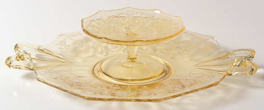 Versailles Topaz (No Trim) Cheese & Cracker Set by Fostoria-1