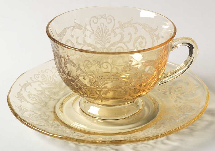 Versailles Topaz (No Trim) Footed Cup & Saucer Set by Fostoria-1