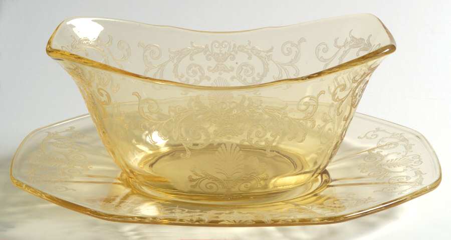 Versailles Topaz (No Trim) Sauce Boat with Underplate by Fostoria-1