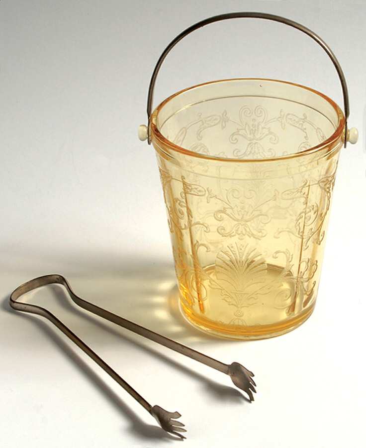 Versailles Topaz (No Trim) Ice Bucket with Detachable Handle and Tongs by Fostoria-1