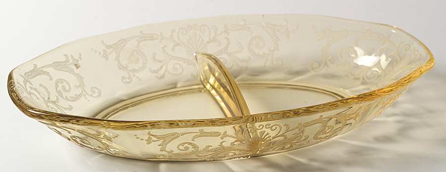 Versailles Topaz (No Trim) 8" Oval 2 Part Relish by Fostoria-1