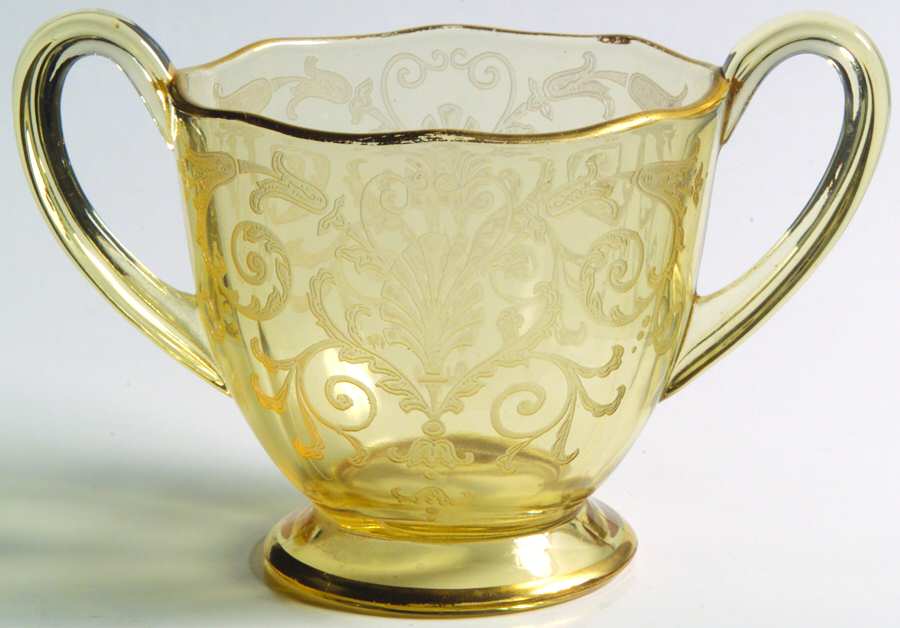 Versailles Topaz (Gold Trim, Stem 5099) Footed Open Sugar by Fostoria-1