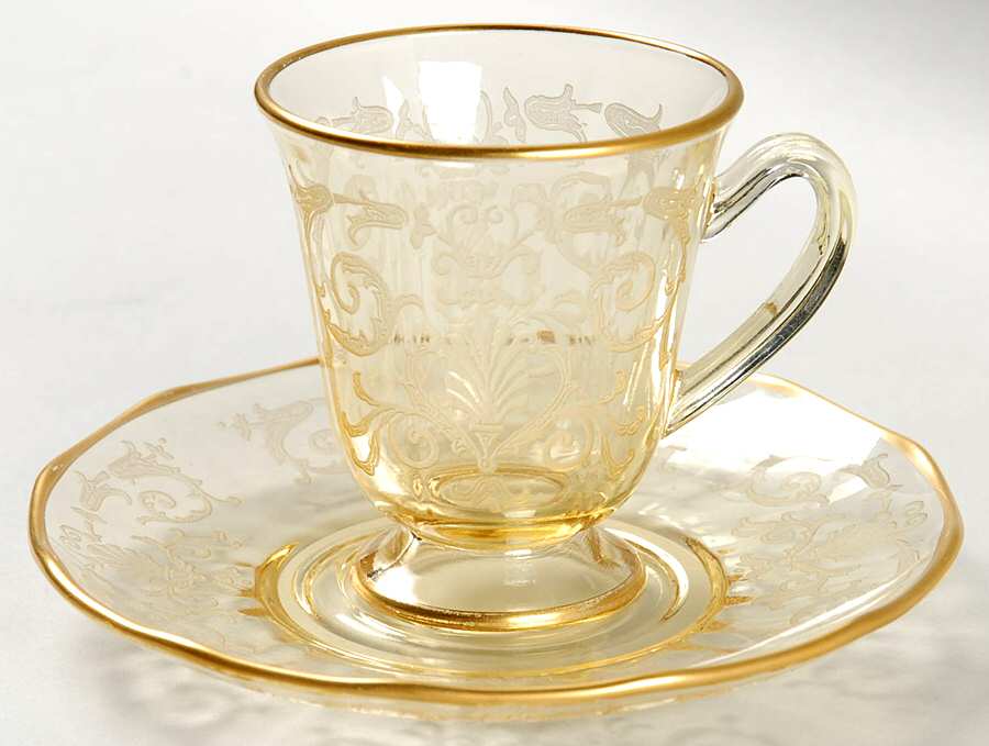 Versailles Topaz (Gold Trim, Stem 5099) Demitasse Cup & Saucer Set by Fostoria-1