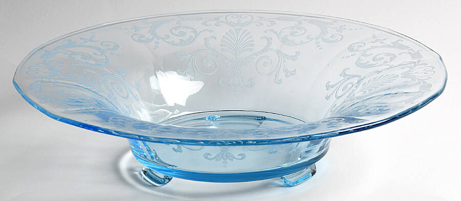 Versailles Blue (No Trim) 12" 3-Toed Footed Bowl by Fostoria-1