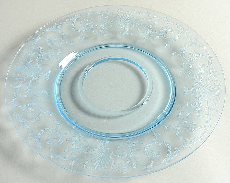 Versailles Blue (No Trim) Cheese & Cracker Plate No Stand by Fostoria-1
