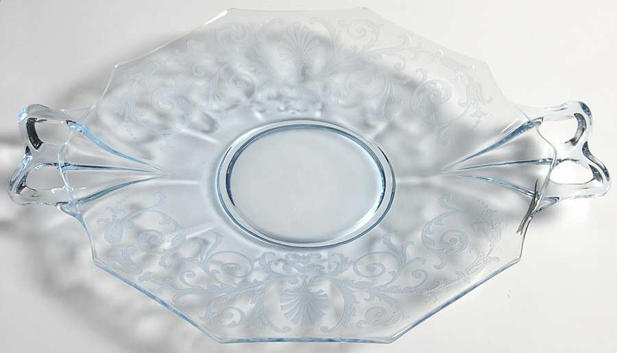 Versailles Blue (No Trim) Handled Cake Plate by Fostoria-1