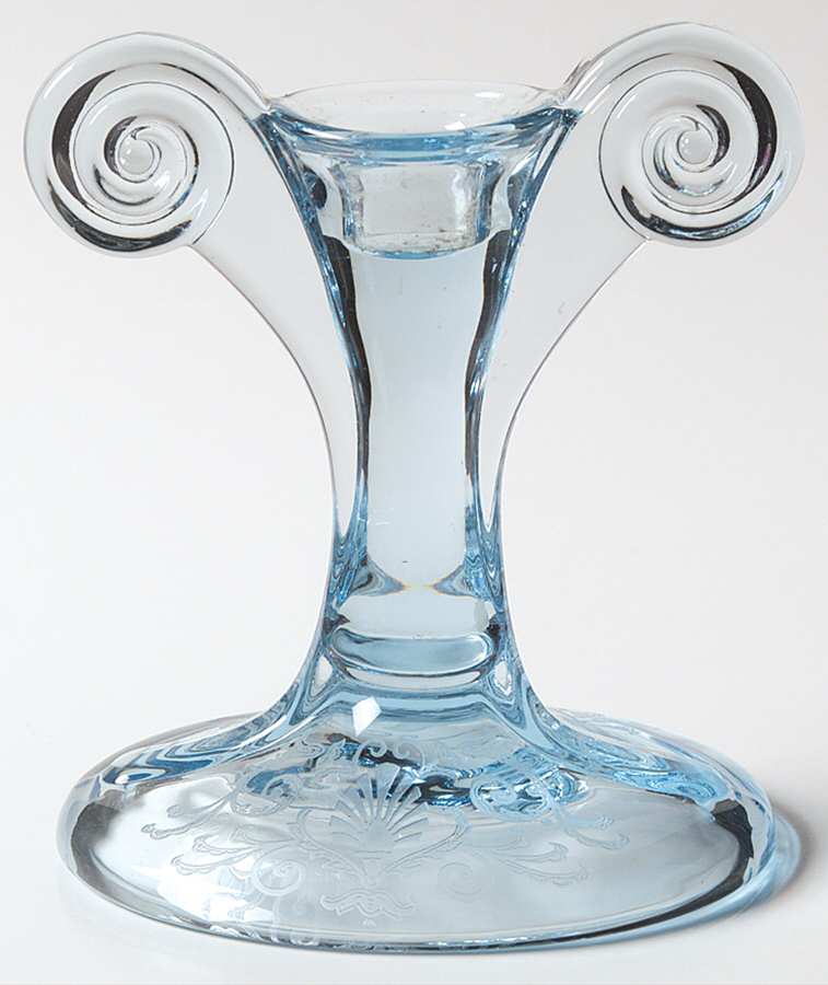 Versailles Blue (No Trim) Tall Single Light Candlestick by Fostoria-1