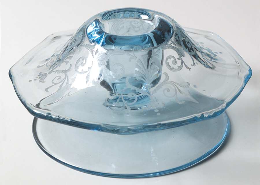Versailles Blue (No Trim) Mushroom Candlestick by Fostoria-1