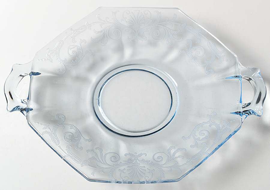 Versailles Blue (No Trim) Lemon Plate with Square Handle by Fostoria-1