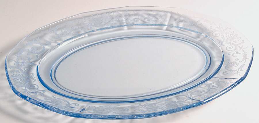 Versailles Blue (No Trim) 12" Oval Platter by Fostoria-1
