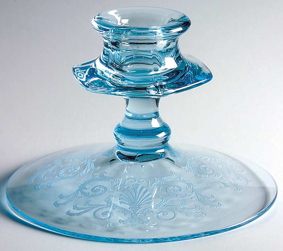 Versailles Blue (No Trim) 3" Single Light Candlestick by Fostoria-1