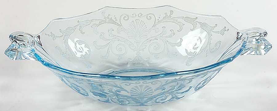 Versailles Blue (No Trim) Sweet Meat with Bow Handles by Fostoria-1