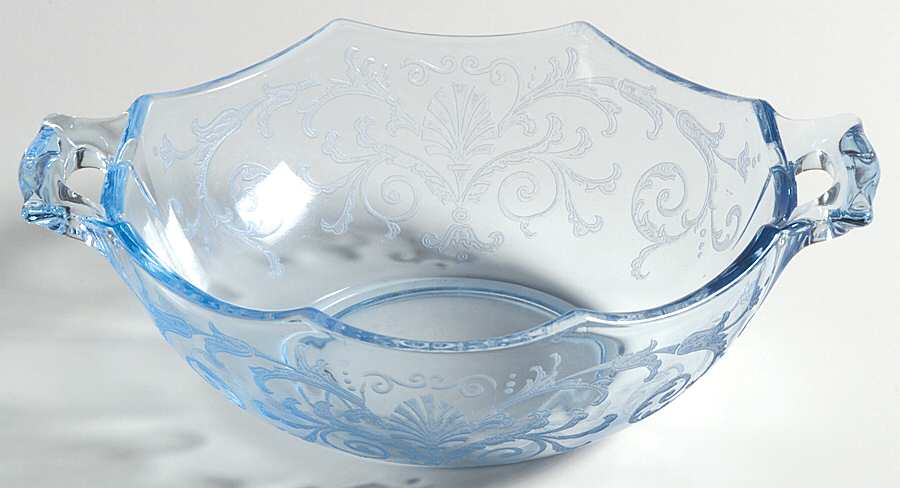 Versailles Blue (No Trim) Whipped Cream with Square Handles by Fostoria-1