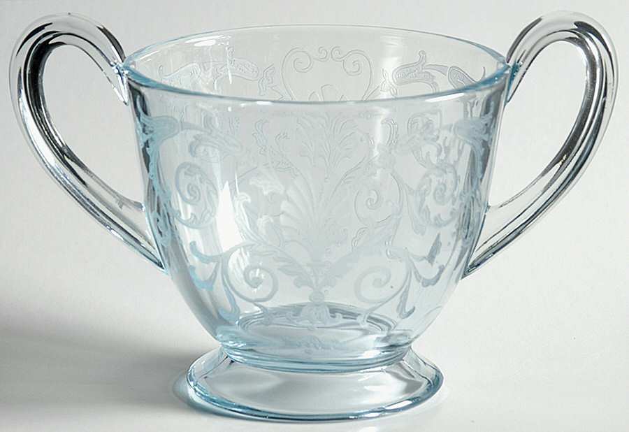 Versailles Blue (No Trim) Open Sugar/Footed by Fostoria-1
