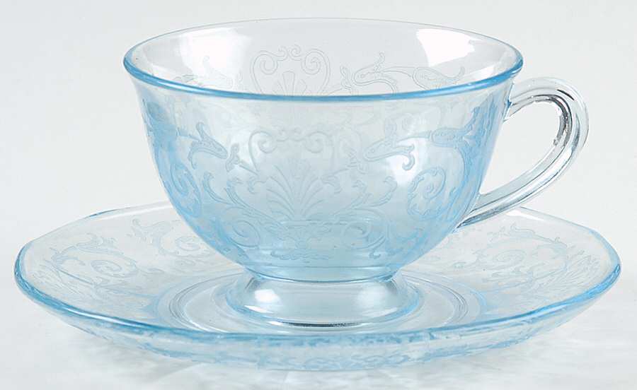 Versailles Blue (No Trim) Footed Cup & Saucer Set by Fostoria-1