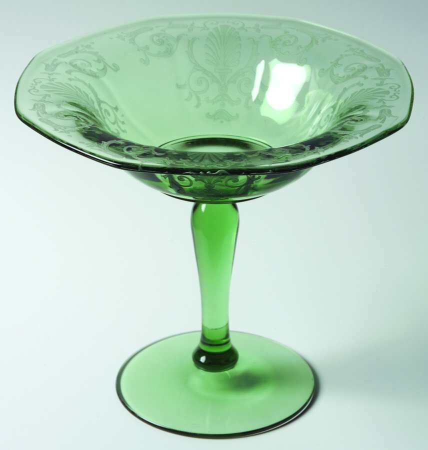 Versailles Green (No Trim) Round Compote (Height X Width) by Fostoria-1