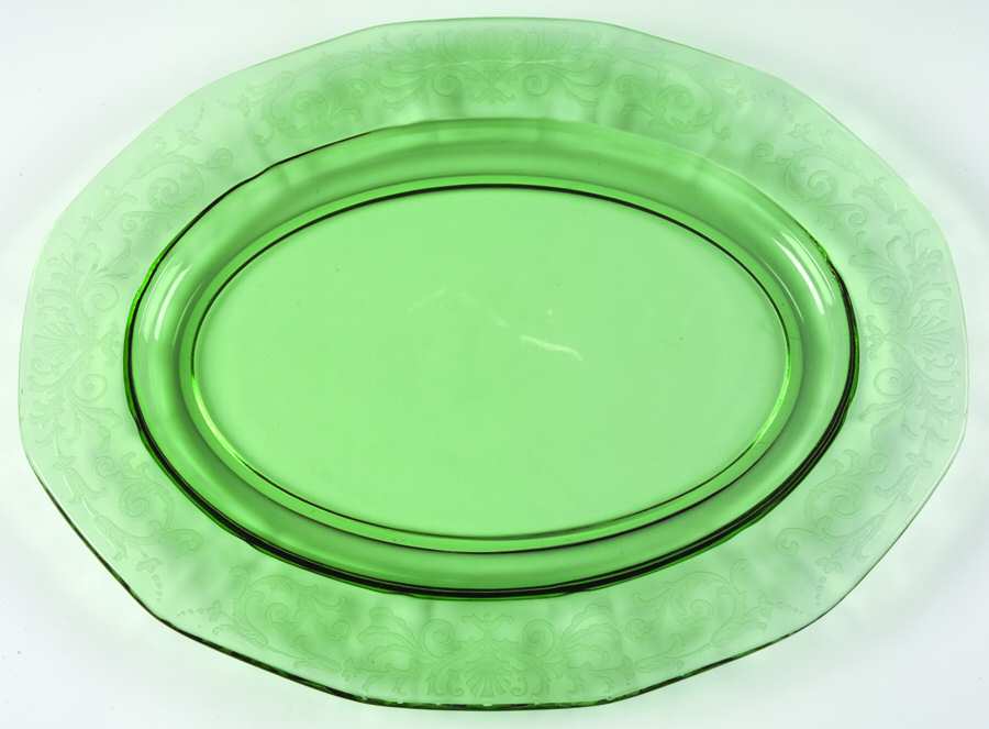 Versailles Green (No Trim) 15" Oval Platter by Fostoria-1
