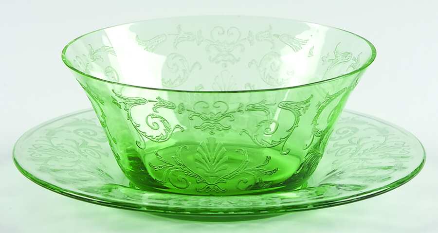 Versailles Green (No Trim) Finger Bowl & Underplate by Fostoria-1