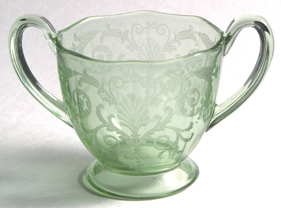 Versailles Green (No Trim) Footed Open Sugar by Fostoria-1
