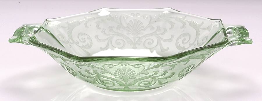 Versailles Green (No Trim) Sweet Meat with Square Handles by Fostoria-1