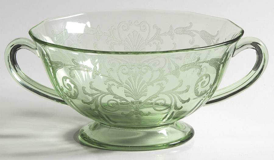 Versailles Green (No Trim) Cream Soup Bowl Only by Fostoria-1