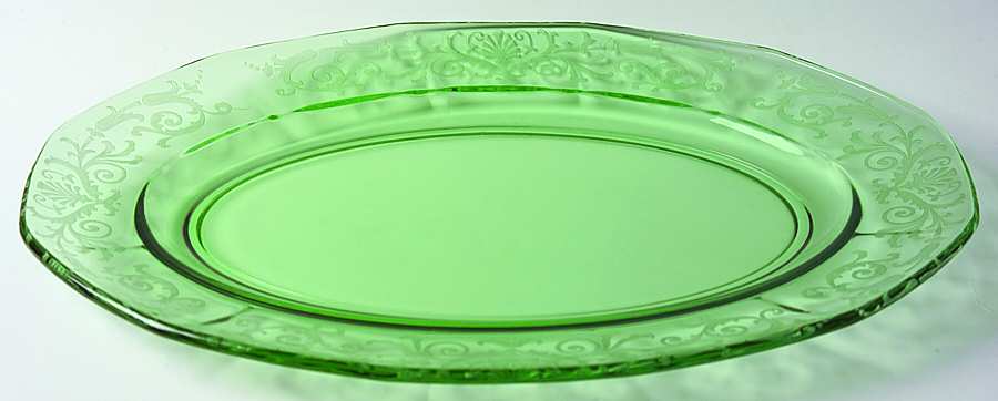Versailles Green (No Trim) 12" Oval Platter by Fostoria-1