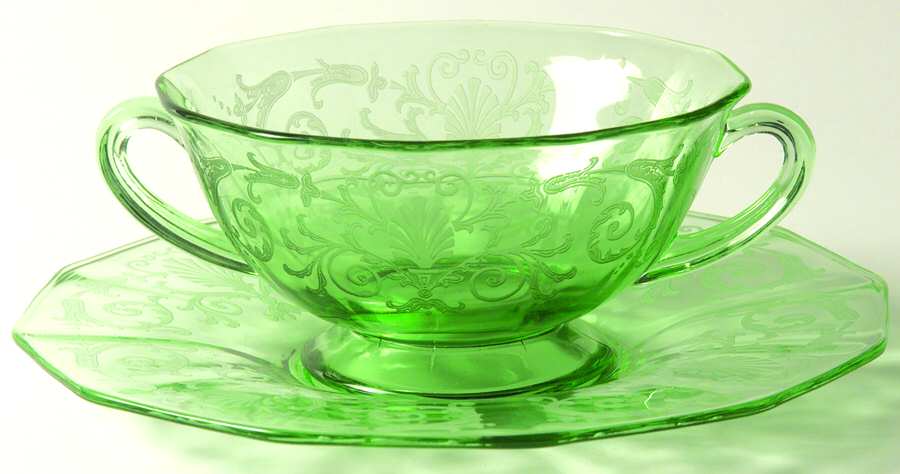 Versailles Green (No Trim) Cream Soup & Saucer Set by Fostoria-1