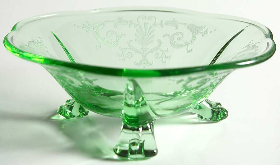 Versailles Green (No Trim) 3-Toed Footed Bowl by Fostoria-1