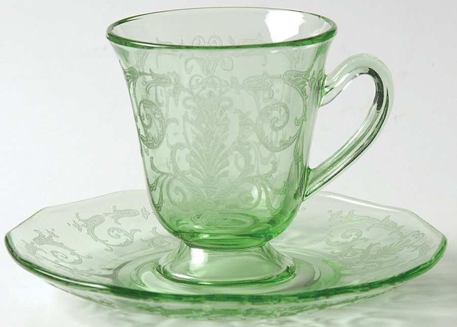 Versailles Green (No Trim) Demitasse Cup & Saucer Set by Fostoria-1