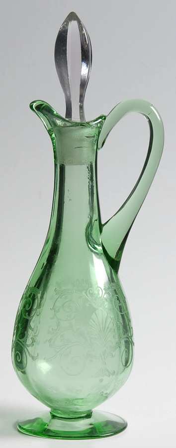 Versailles Green (No Trim) Oil Cruet & Stopper by Fostoria-1