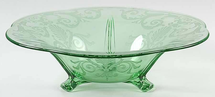 Versailles Green (No Trim) 11" 3 Toed Centerpiece by Fostoria-1