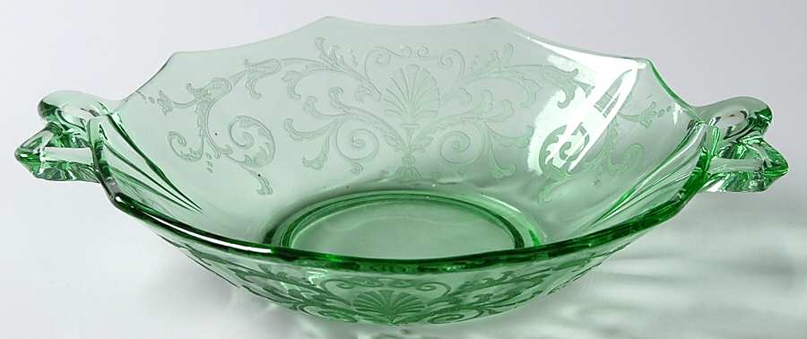 Versailles Green (No Trim) Sweet Meat with Bow Handles by Fostoria-1