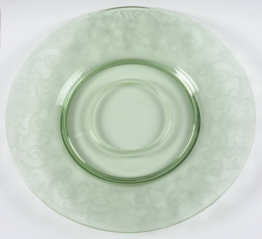 Versailles Green (No Trim) Cheese & Cracker Plate No Stand by Fostoria-1