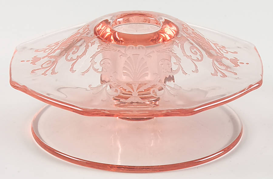 Versailles Pink Mushroom Candlestick by Fostoria-1