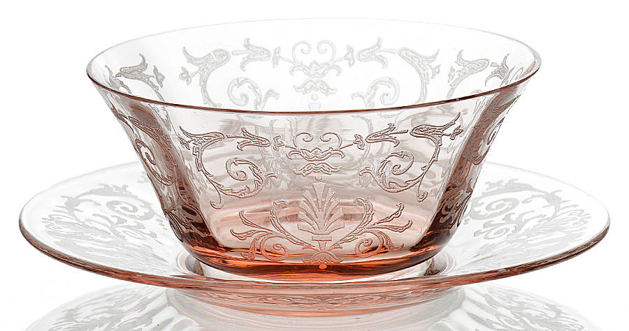 Versailles Pink Finger Bowl & Underplate by Fostoria-1